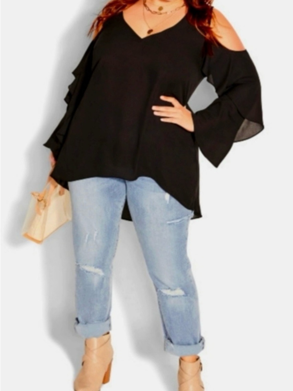 NWT City Chic High Low Cold Shoulder Top, Women’s Size 16